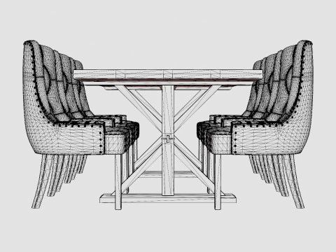 Lyon Extendable Food Group With 6 Tuva Chair Nat 3D Model