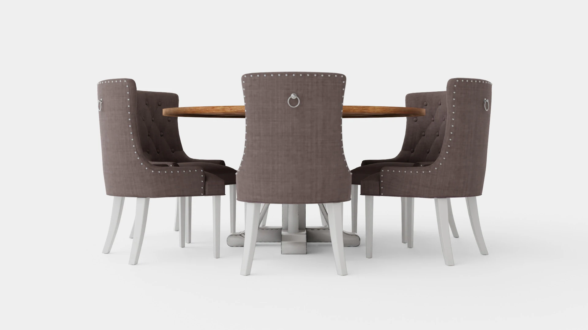 Lyon Food Group Around With 6 Victoria Chair White Gray 3D Model .c4d .max .obj .3ds .fbx .stl .blend