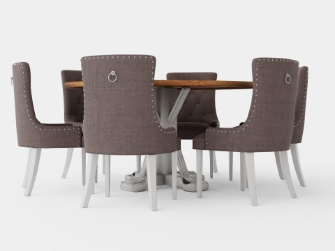 Lyon Food Group Around With 6 Victoria Chair White Gray Modelo 3D