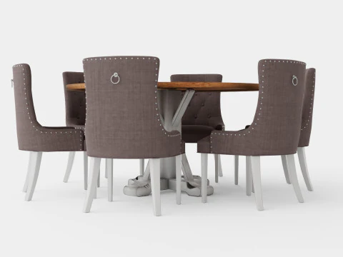 Lyon Food Group Around With 6 Victoria Chair White Gray 3D Model