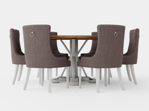 Lyon Food Group Around With 6 Victoria Chair White Gray Modelo 3D
