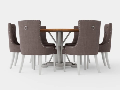 Lyon Food Group Around With 6 Victoria Chair White Gray 3D Model