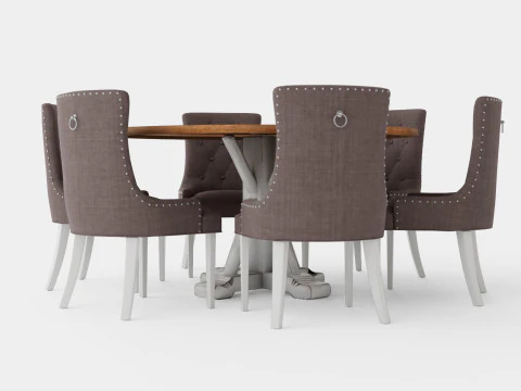 Lyon Food Group Around With 6 Victoria Chair White Gray 3D Model