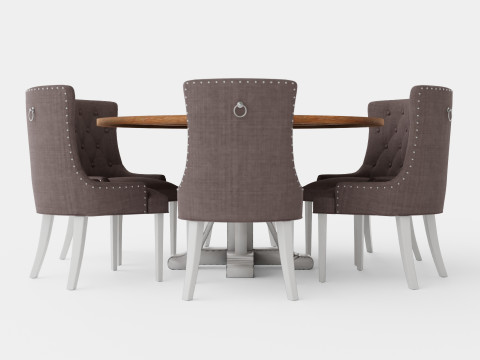 Lyon Food Group Around With 6 Victoria Chair White Gray Modelo 3D