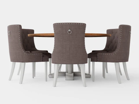 Lyon Food Group Around With 6 Victoria Chair White Gray 3D Model