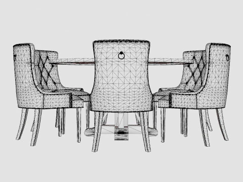Lyon Food Group Around With 6 Victoria Chair White Gray 3D Model