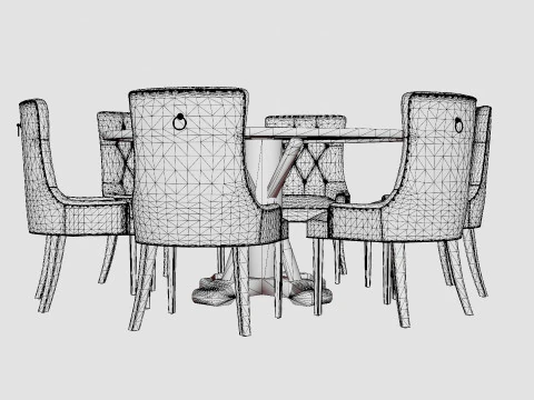 Lyon Food Group Around With 6 Victoria Chair White Gray 3D Model