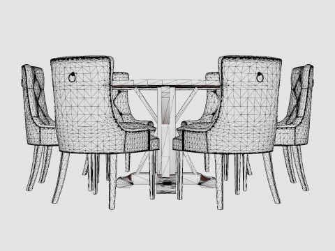 Lyon Food Group Around With 6 Victoria Chair White Gray Modelo 3D