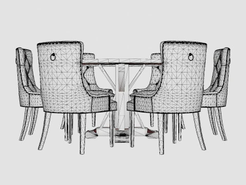 Lyon Food Group Around With 6 Victoria Chair White Gray 3D Model