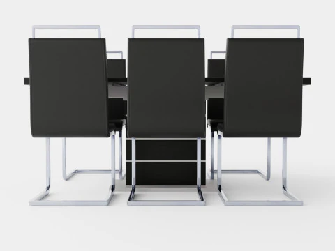 Macahan Table 6 Isoda Chair Black And White Dining Set 3D Model
