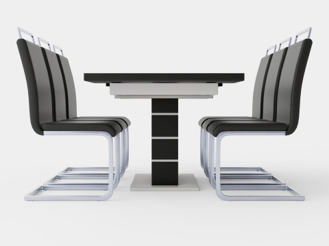 Macahan Table 6 Isoda Chair Black And White Dining Set Modelo 3D