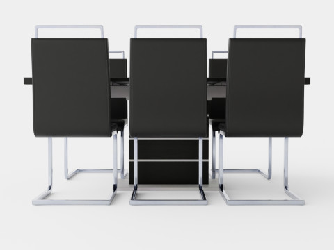 Macahan Table 6 Isoda Chair Black And White Dining Set Modelo 3D