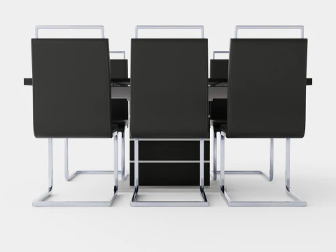 Macahan Table 6 Isoda Chair Black And White Dining Set 3D Model