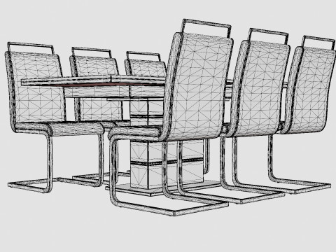 Macahan Table 6 Isoda Chair Black And White Dining Set Modelo 3D