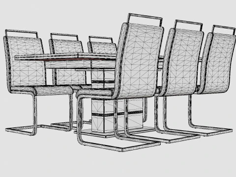 Macahan Table 6 Isoda Chair Black And White Dining Set 3D Model