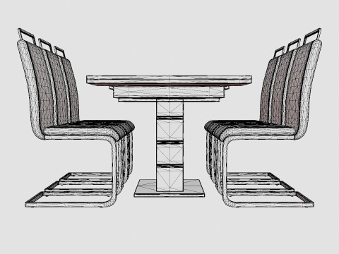 Macahan Table 6 Isoda Chair Black And White Dining Set Modelo 3D