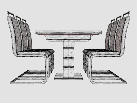 Macahan Table 6 Isoda Chair Black And White Dining Set 3D Model
