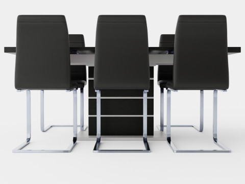 Machan Food Group With 6 remus Chair Black And White Modelo 3D