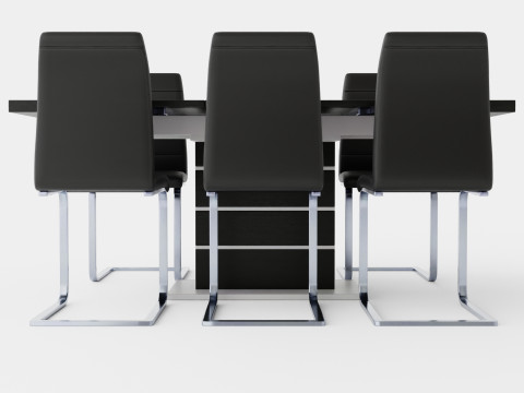 Machan Food Group With 6 remus Chair Black And White Modelo 3D