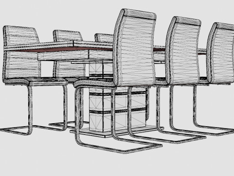 Machan Food Group With 6 remus Chair Black And White Modelo 3D