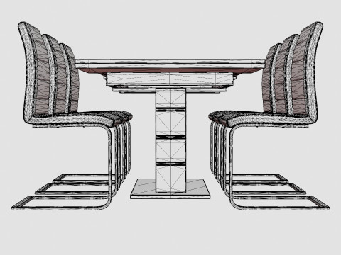 Machan Food Group With 6 remus Chair Black And White Modelo 3D