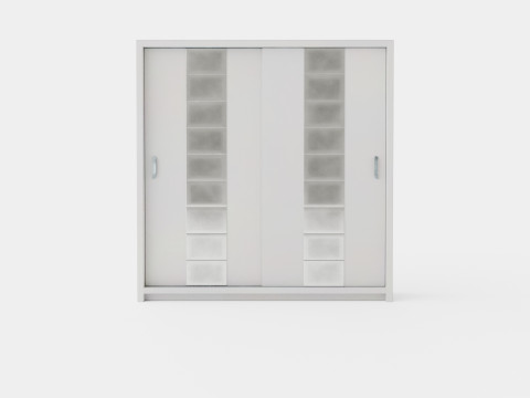 Maxima Wardrobe Led Lighting 2 Sliding Doors White Modelo 3D