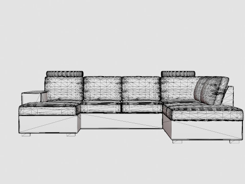 Memphis U Sofa With Divan Left Modello 3D