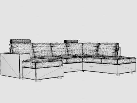 Memphis U Sofa With Divan Left 3D Model