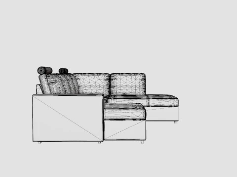 Memphis U Sofa With Divan Left 3D Model