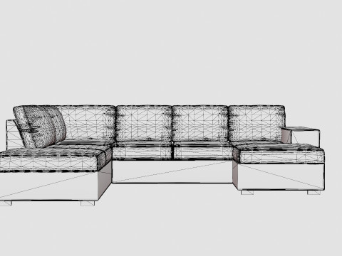 Memphis U Sofa With Divan Right Dark Gray 3D Модель