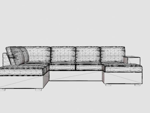 Memphis U Sofa With Divan Right Dark Gray 3D Model