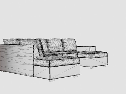 Memphis U Sofa With Divan Right Dark Gray 3D Модель