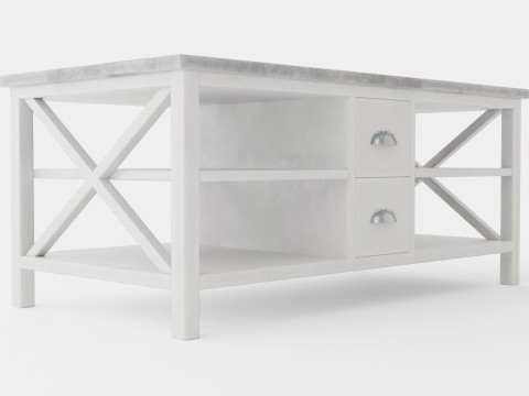 Mikael Coffee Table With Drawers Gray White 3D Модель