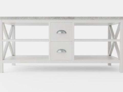 Mikael Coffee Table With Drawers Gray White 3Dモデル
