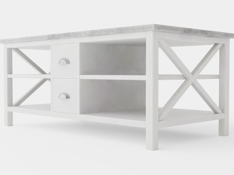 Mikael Coffee Table With Drawers Gray White 3Dモデル