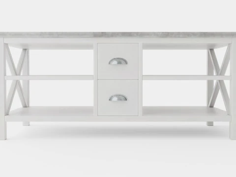 Mikael Coffee Table With Drawers Gray White 3D Model