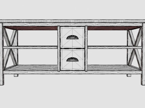 Mikael Coffee Table With Drawers Gray White 3D Model