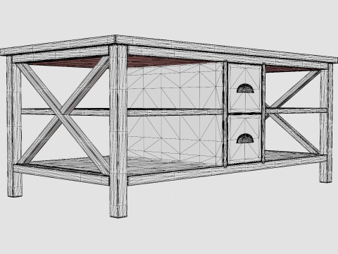 Mikael Coffee Table With Drawers Gray White 3Dモデル