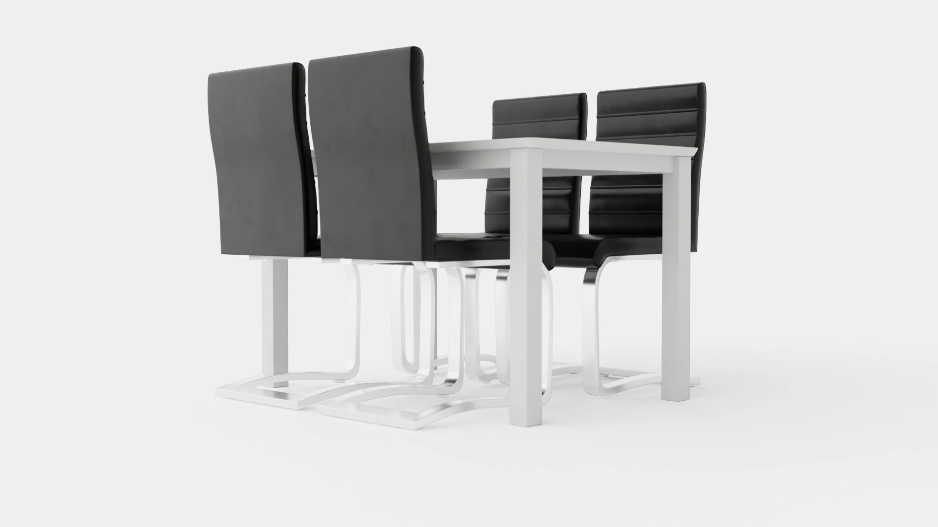 Michigan Food Group With 4 Cibus Chair White Black 3D Model .c4d .max .obj .3ds .fbx .stl .blend 