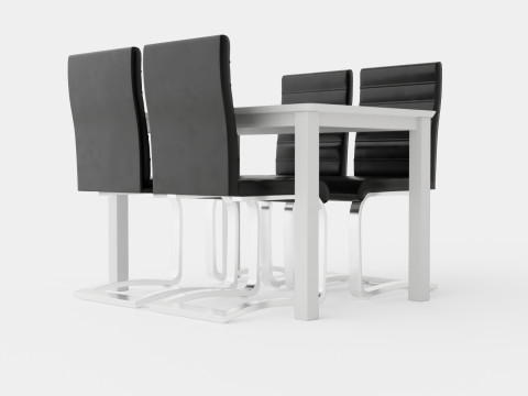 Michigan Food Group With 4 Cibus Chair White Black 3D Model