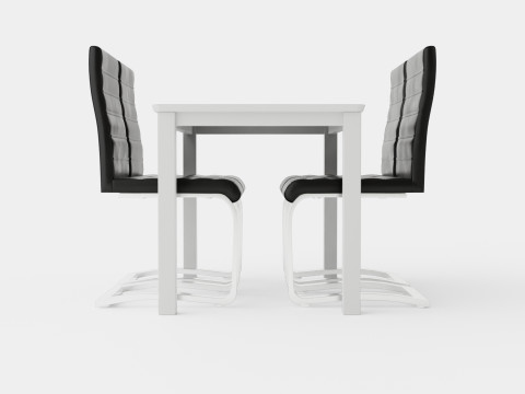 Michigan Food Group With 4 Cibus Chair White Black 3D Model