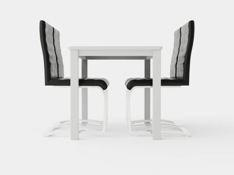 Michigan Food Group With 4 Cibus Chair White Black 3D Model