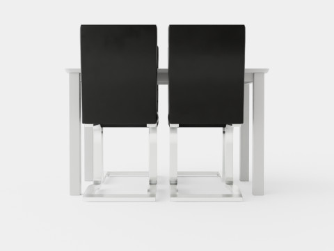 Michigan Food Group With 4 Cibus Chair White Black 3D Model
