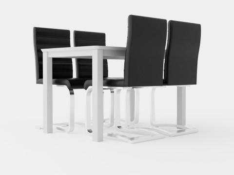 Michigan Food Group With 4 Cibus Chair White Black 3D Model