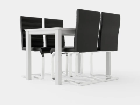 Michigan Food Group With 4 Cibus Chair White Black 3D Model