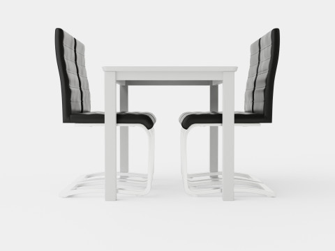 Michigan Food Group With 4 Cibus Chair White Black 3D Model