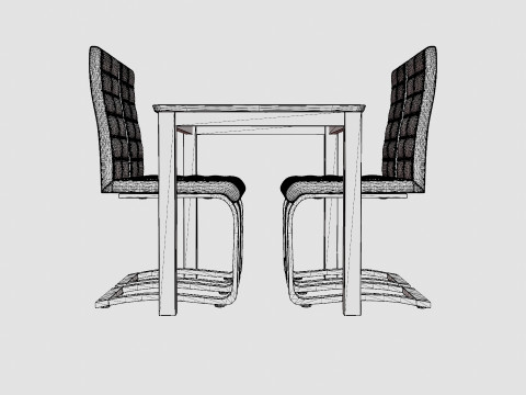 Michigan Food Group With 4 Cibus Chair White Black 3D Model