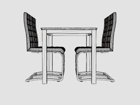 Michigan Food Group With 4 Cibus Chair White Black 3D Model