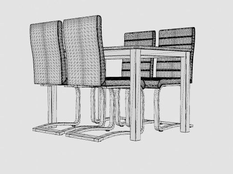 Michigan Food Group With 4 Cibus Chair White Black 3D Model
