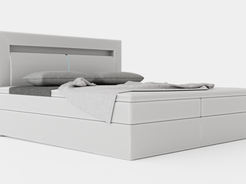 Modena Bed Package Co Storage Led Headboard White 3D Модель